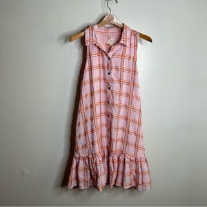 Anthropologie Maeve Pink Checkered Tank Swing Mini Dress M